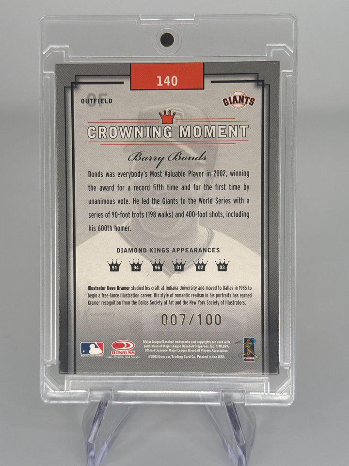 Barry Bonds 2003 Donruss Diamond Kings Framed Portraits Black, 007/100