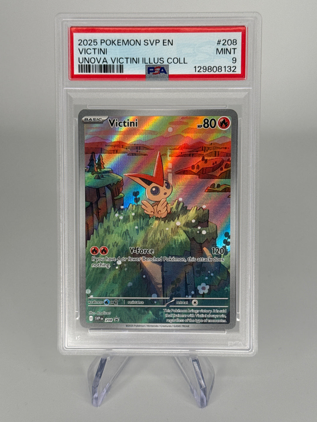 Pokemon TCG 2025 Victini Black Bolt White Flare Black Star Promo, 208, PSA 9 Mint