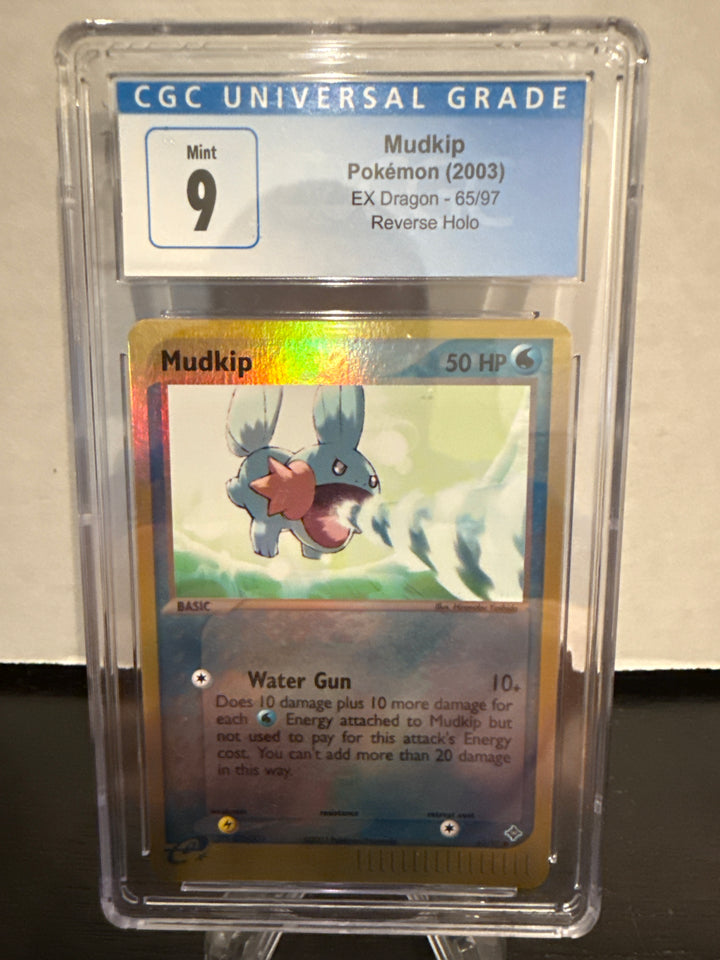 Pokemon TCG 2003 Mudkip EX Dragon Reverse Holo, 65/97, CGC 9