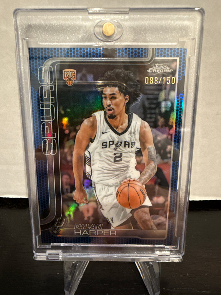 Dylan Harper 2025 Topps Chrome Basketball Blue Basketball Refractor Rookie, 088/150