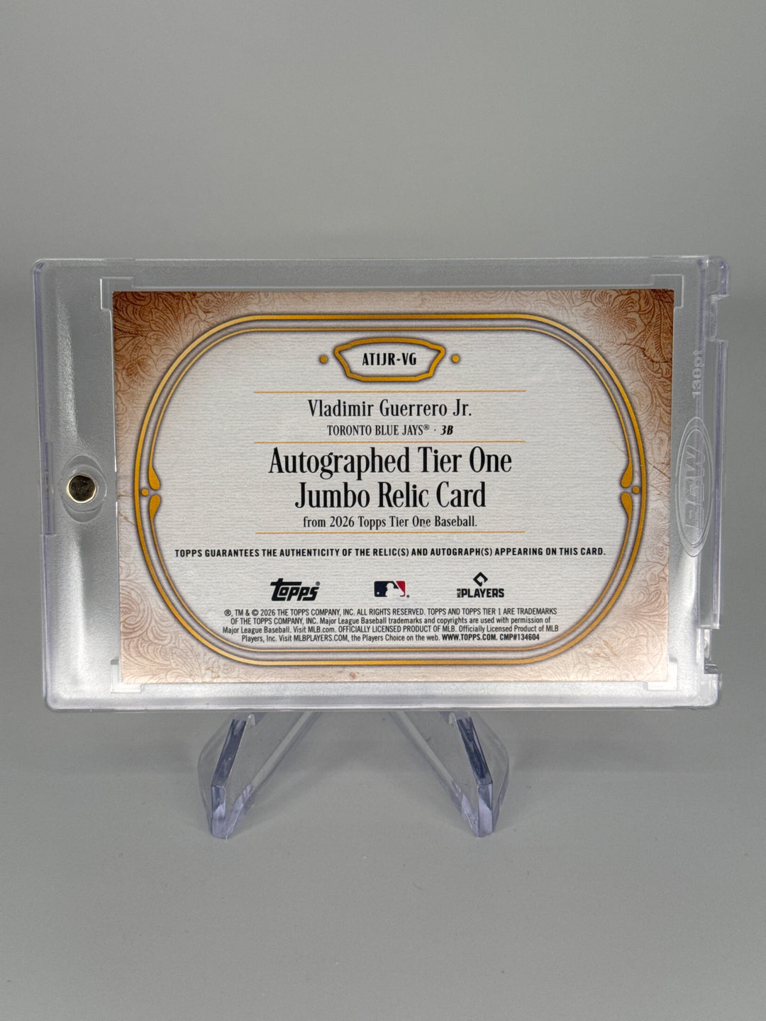 Vladimir Guerrero Jr. 2026 Topps Tier One Holo Silver Jumbo Relic Auto, 06/10
