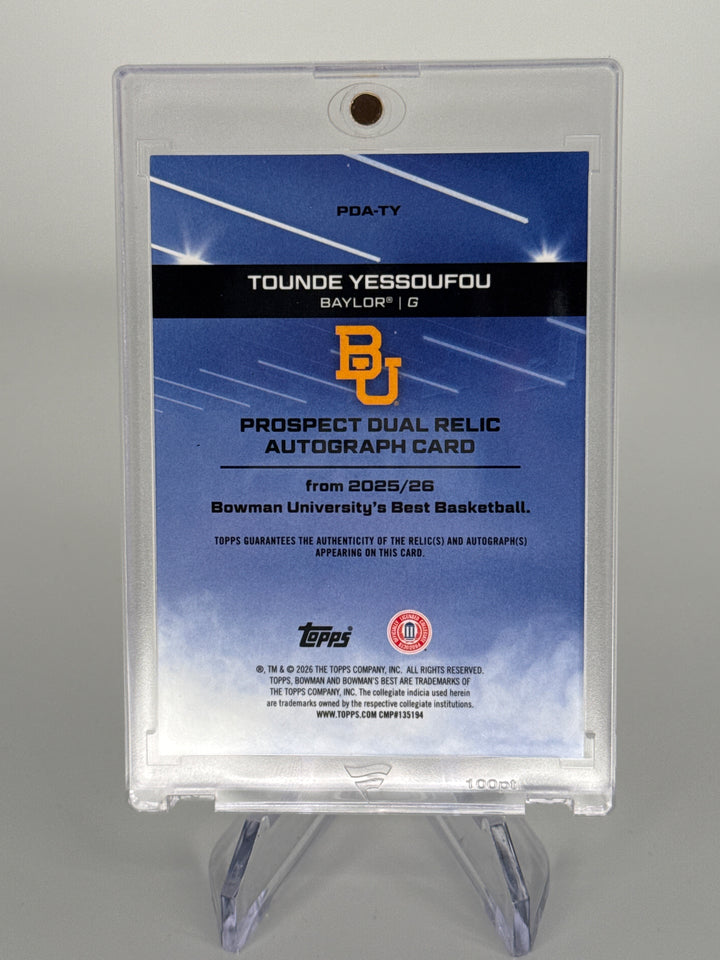 Tounde Yessoufou 2026 Bowman's Best University Best Dual Patch Auto Black, 1/2