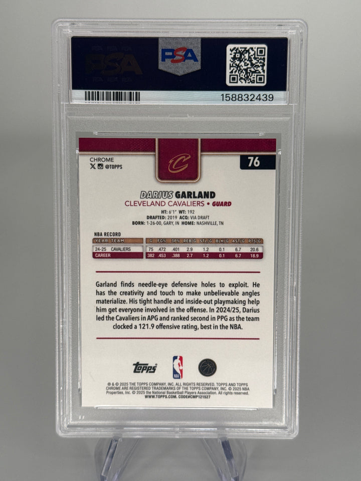 Darius Garland 2025 Topps Chrome Red Raywave Refractor, 4/5, PSA 10 Gem Mint