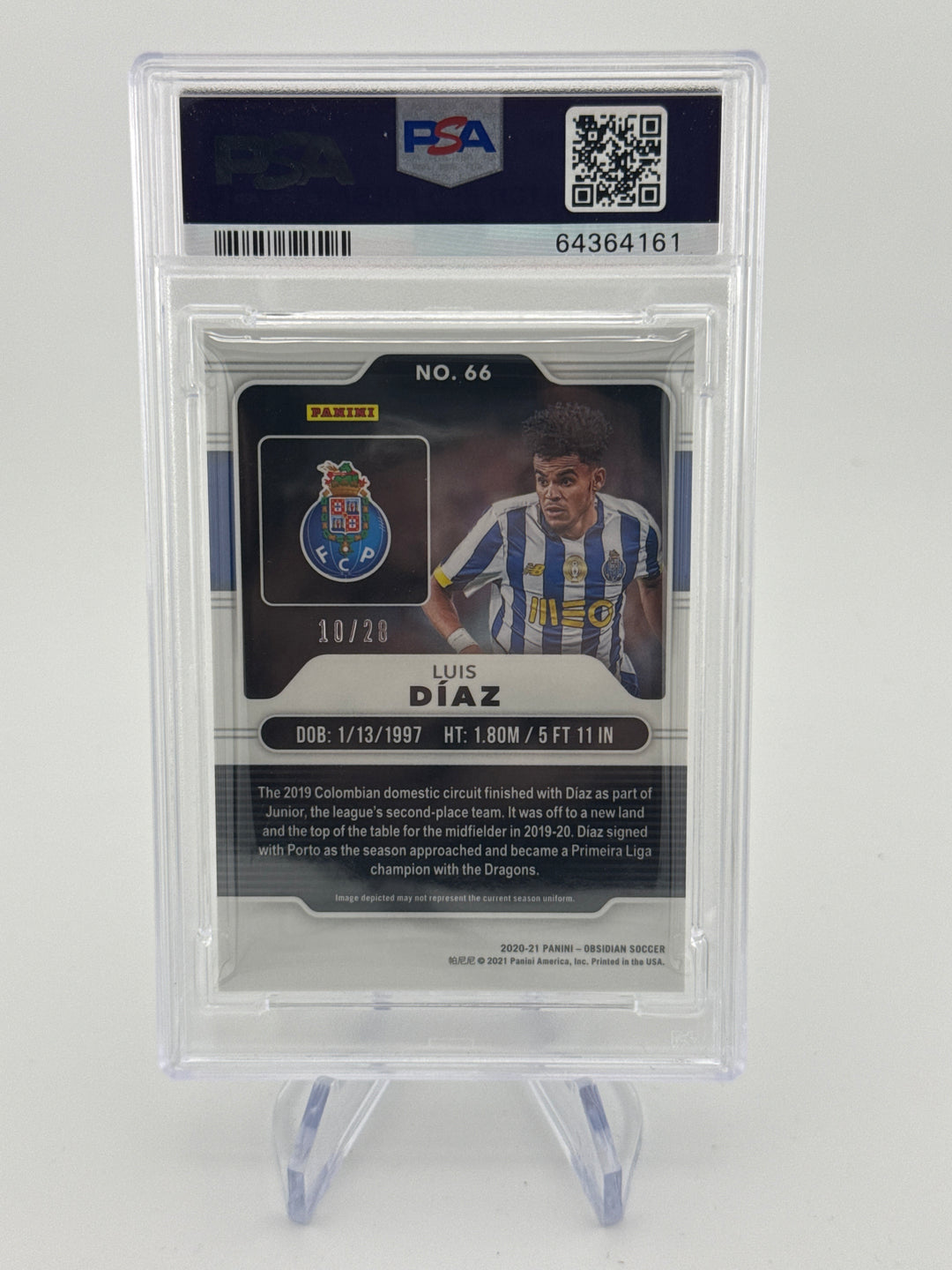 Lewis Diaz 2020-2021 Panini Obsidian Electric Etch Red Pulsar Rookie, 10/28, PSA 10 Gem Mint