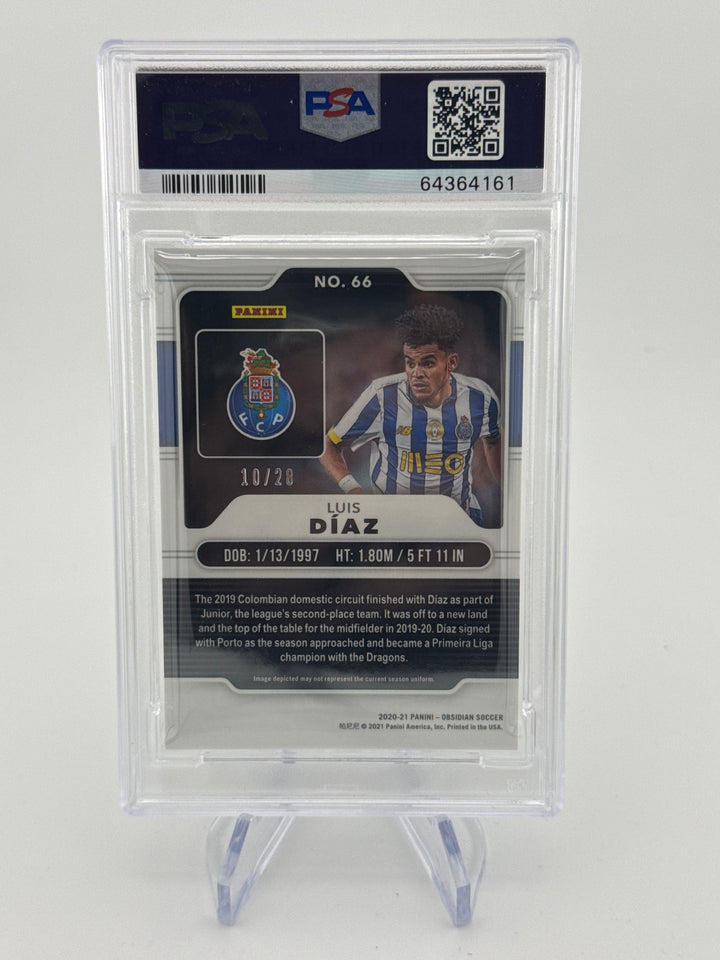 Lewis Diaz 2020-2021 Panini Obsidian Electric Etch Red Pulsar Rookie, 10/28, PSA 10 Gem Mint