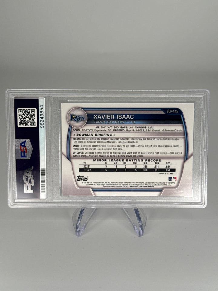 Xavier Isaac 2023 Bowman Chrome Purple Raywave Refractor, 119/150, PSA 10 Gem Mint
