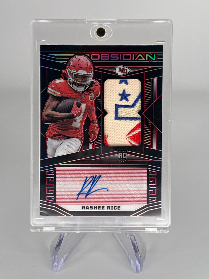 Rashee Rice 2023 Panini Obsidian Rookie Patch Auto Electric Etch Red, 7/8