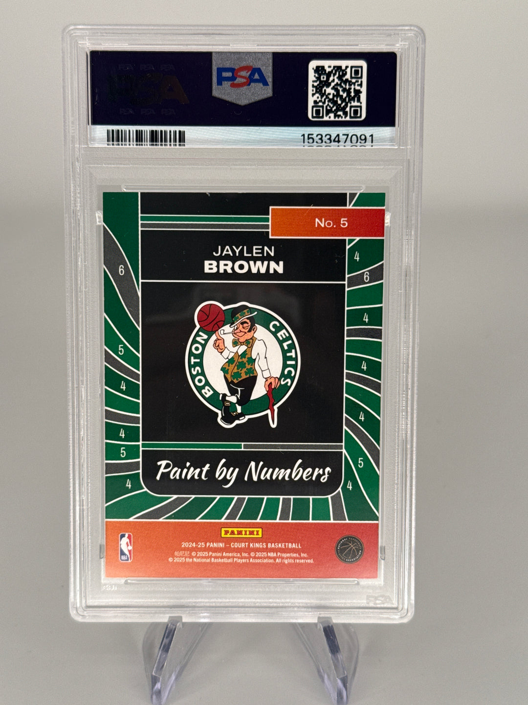 Jaylen Brown 2024 Panini Court Kings Paint By Number SSP Case Hit, PSA 9 Mint