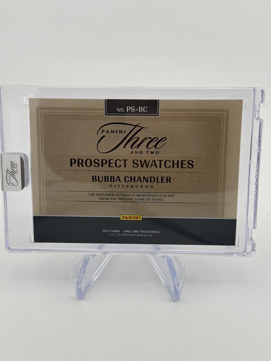 Bubba Chandler 2025 Panini Three and Two Jumbo Prospect Relic, 01/25