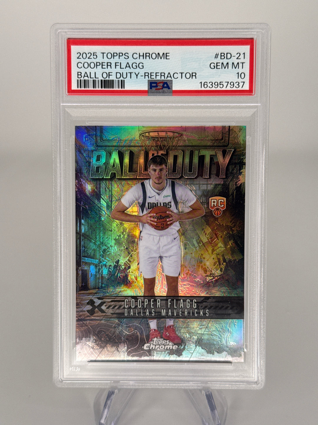 Cooper Flagg 2025 Topps Chrome Ball of Duty Rookie Refractor, PSA 10 Gem Mint
