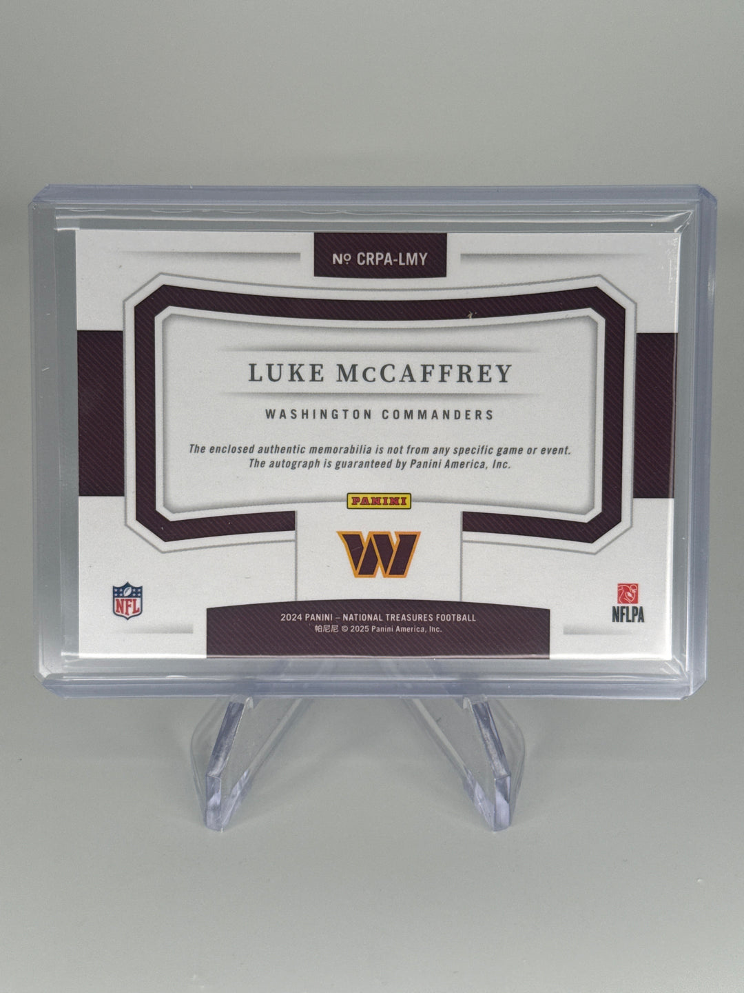 Luke McCaffrey 2024 Panini National Treasures Crossover Rookie Patch Auto, 64/99