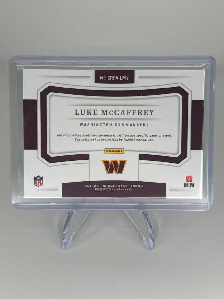 Luke McCaffrey 2024 Panini National Treasures Crossover Rookie Patch Auto, 64/99