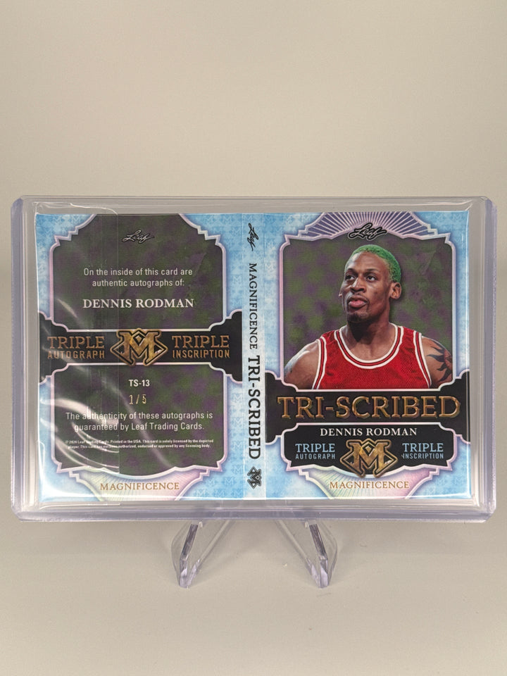 Dennis Rodman 2026 Leaf Magnificence Tri-Scribed Triple Auto Booklet, 1/5