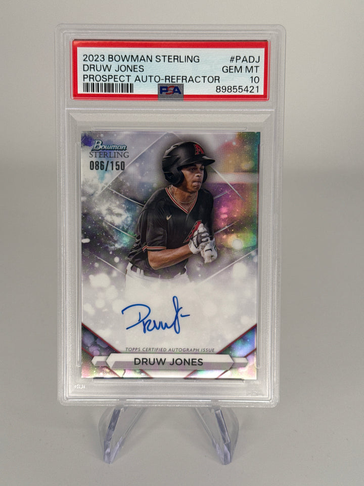 Druw Jones 2023 Bowman Sterling Prospect Refractor Auto, 086/150, PSA 10 Gem Mint