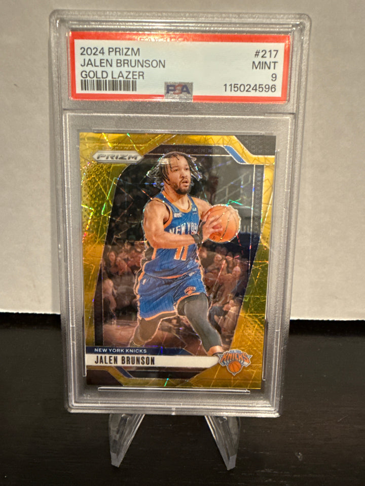 Jalen Brunson 2024 Panini Prizm Gold Lazer, 01/10, PSA 9 Mint
