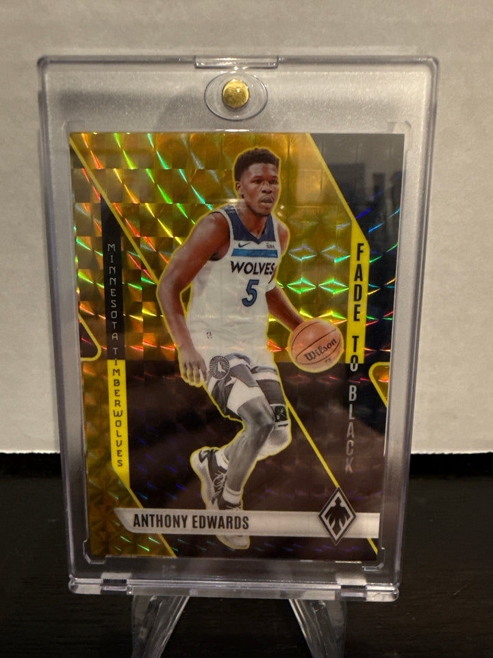 Anthony Edwards 2023-2024 Panini Phoenix Fade to Black Gold Refractor, 01/10