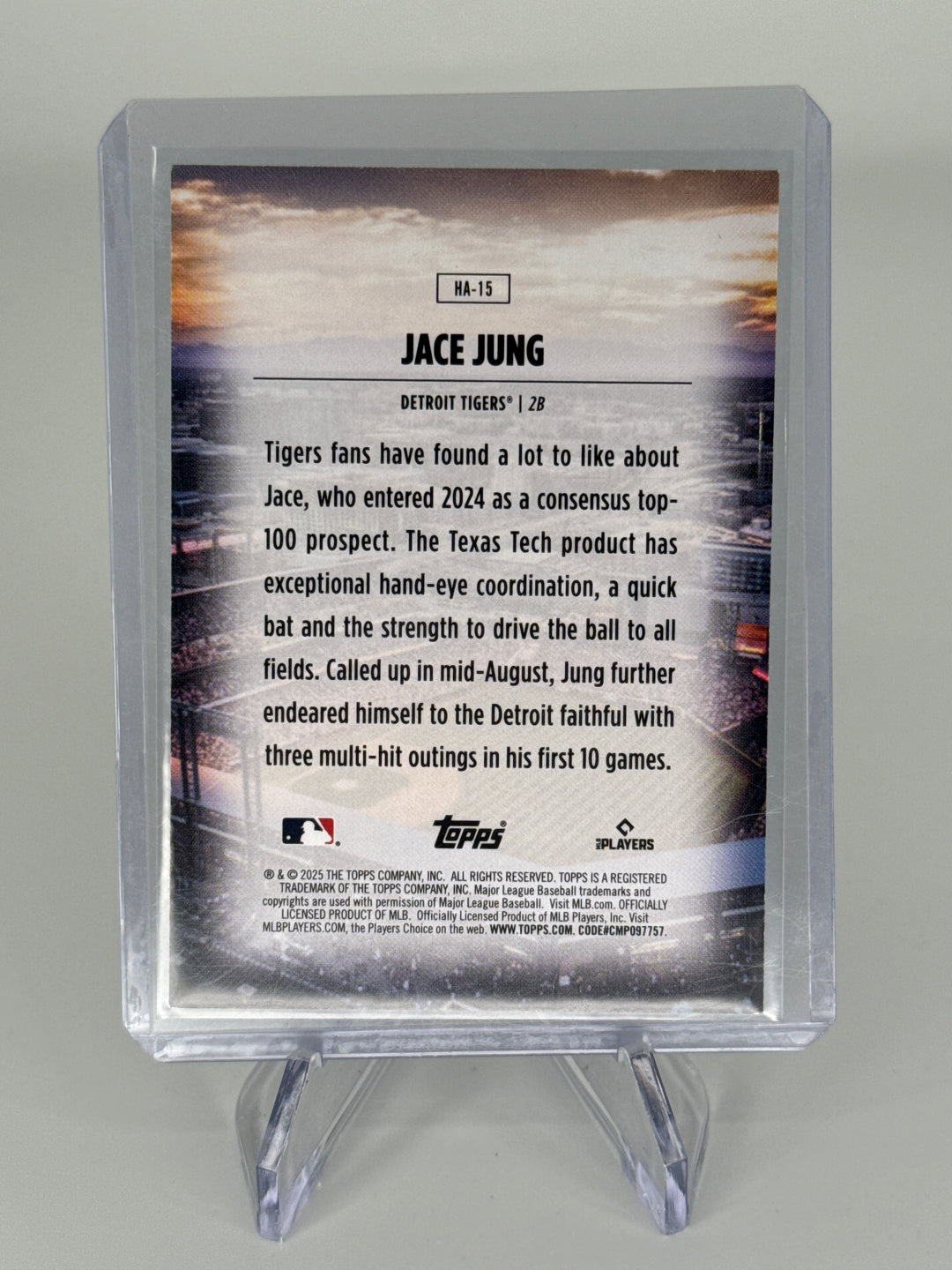 Jace Jung 2025 Topps Series 2 Home Field Advantage SP Rookie