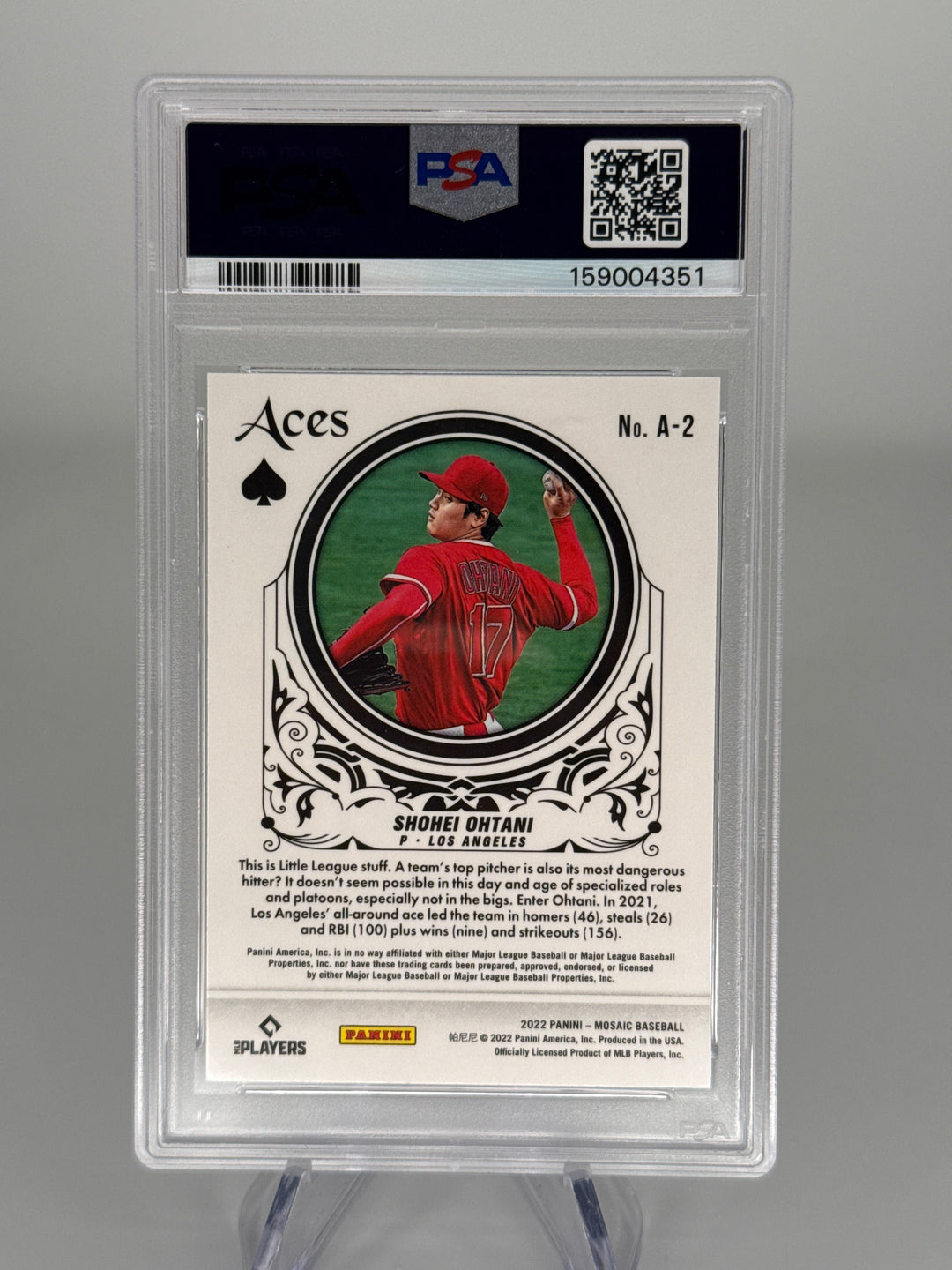 Shohei Ohtani 2022 Panini Mosaic Aces Mosaic, PSA 10 Gem Mint