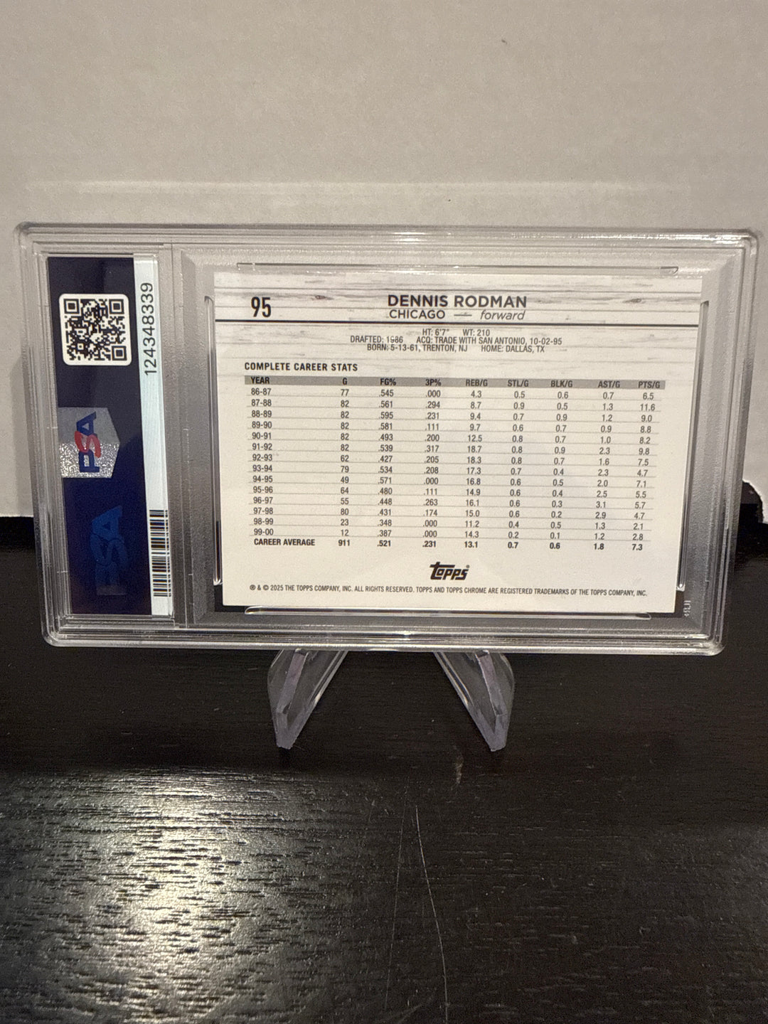 Dennis Rodman 2024 Topps Chrome Topps Green Refractor, PSA 10 Gem Mint