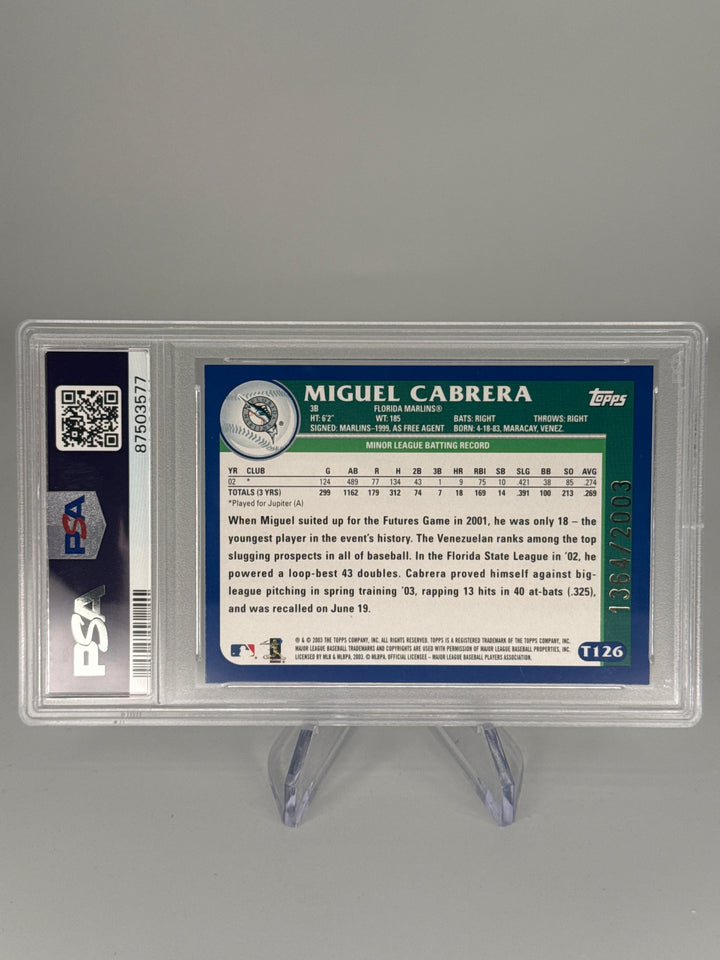 Miguel Cabrera 2003 Topps Traded Gold, 1364/2003, PSA 9 Mint