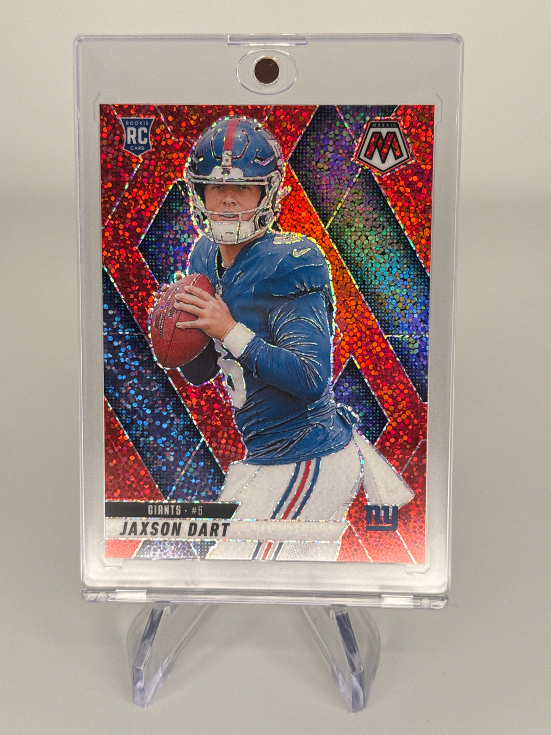 Jaxson Dart 2025 Panini Mosaic Red Sparkle SSP Rookie