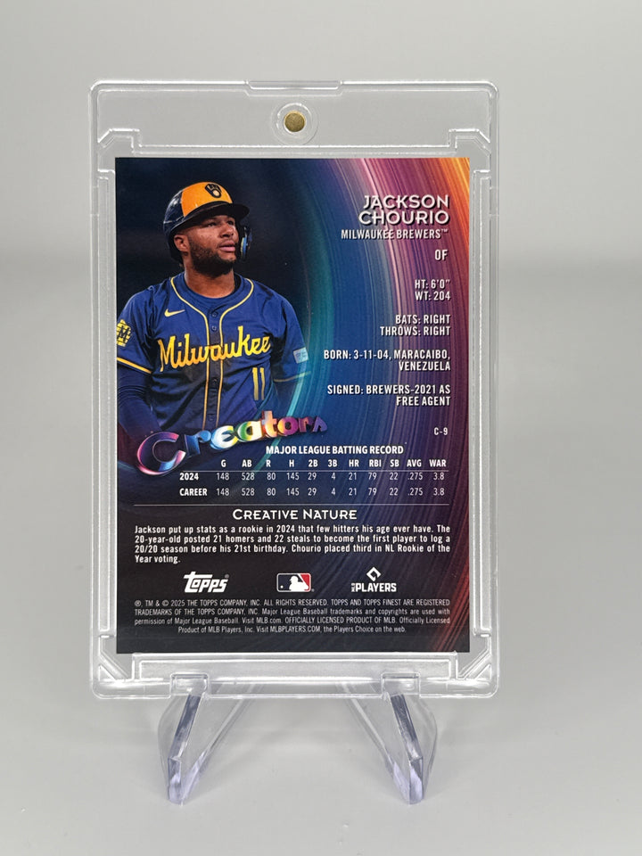 Jackson Chourio 2025 Topps Finest Creators Gold Refractor, 21/50