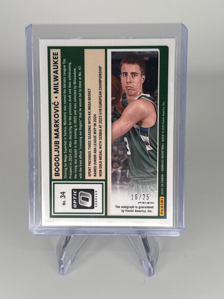 Bogoljub Markovic 2026 Panini Donruss Optic Rated Rookie Cracked Ice Auto, 16/25