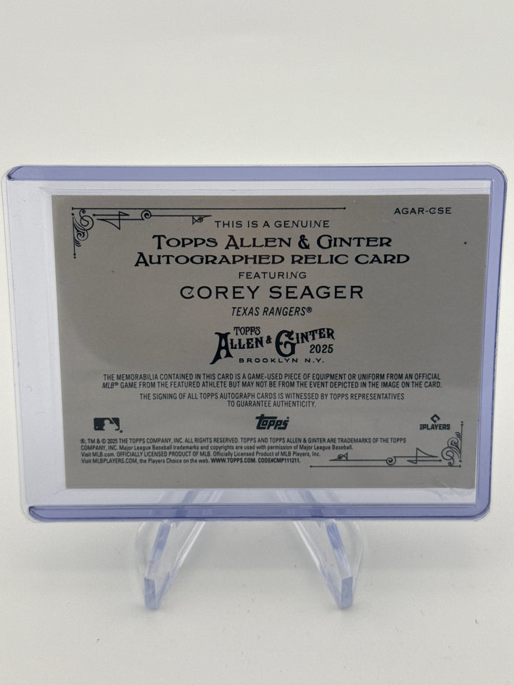 Corey Seager 2025 Topps Allen & Ginter Auto Relic, 05/10