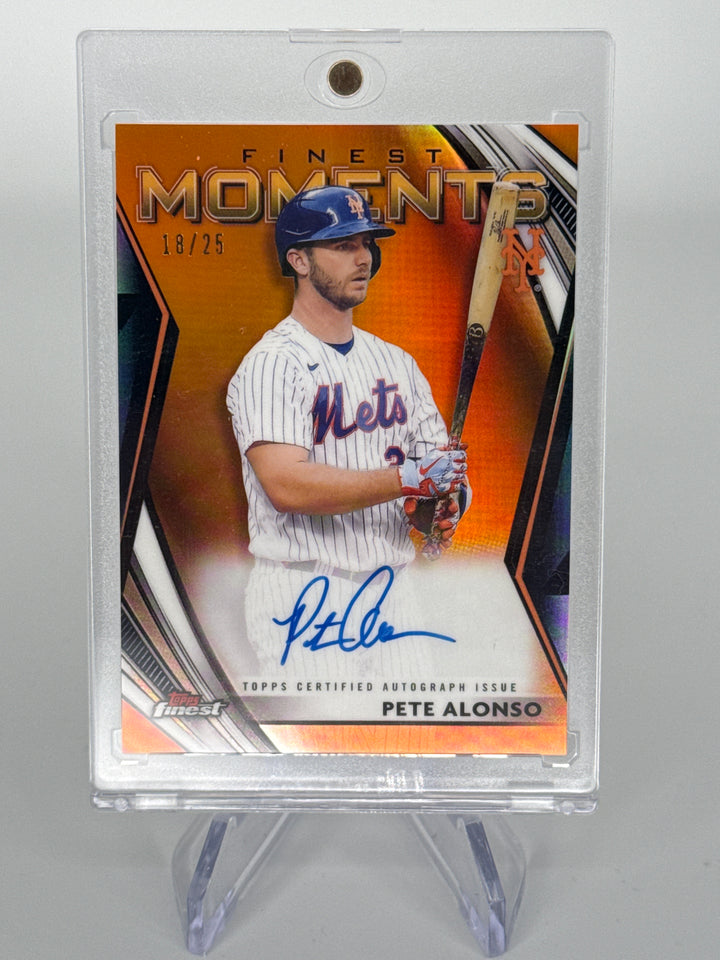 Pete Alonso 2021 Topps Finest Moments Orange Refractor Auto, 18/25