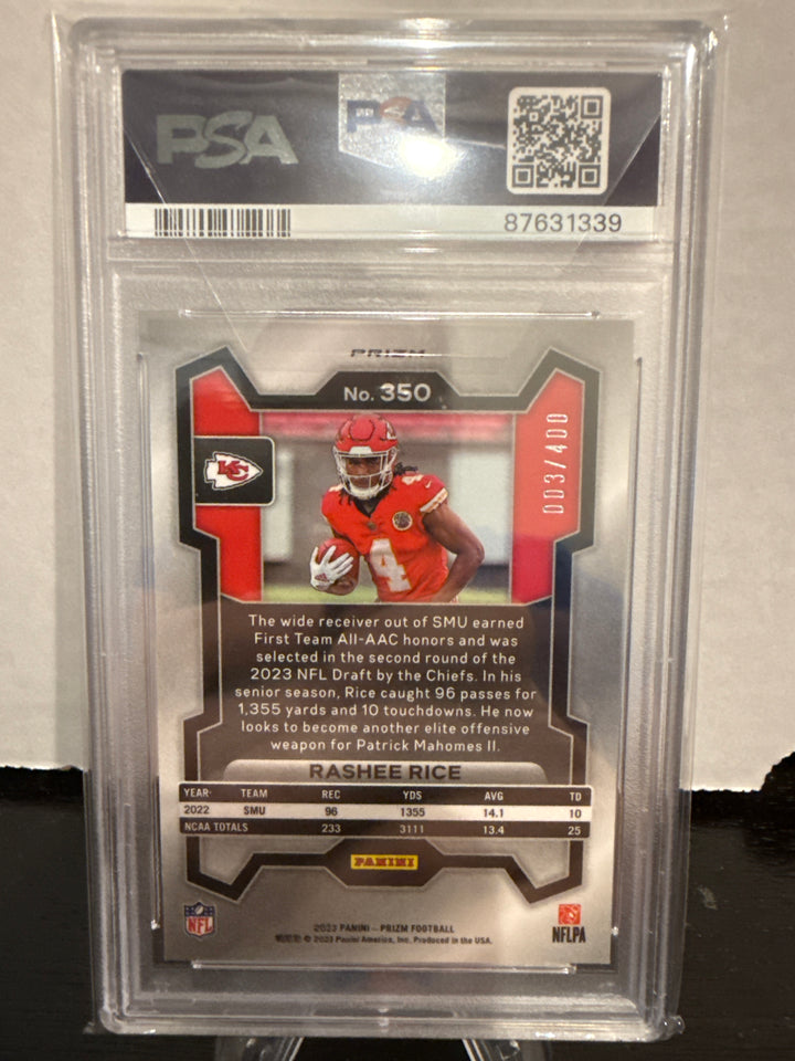 Rashee Rice 2023 Panini Prizm Pandora Rookie, 003/400, PSA 10 Gem Mint