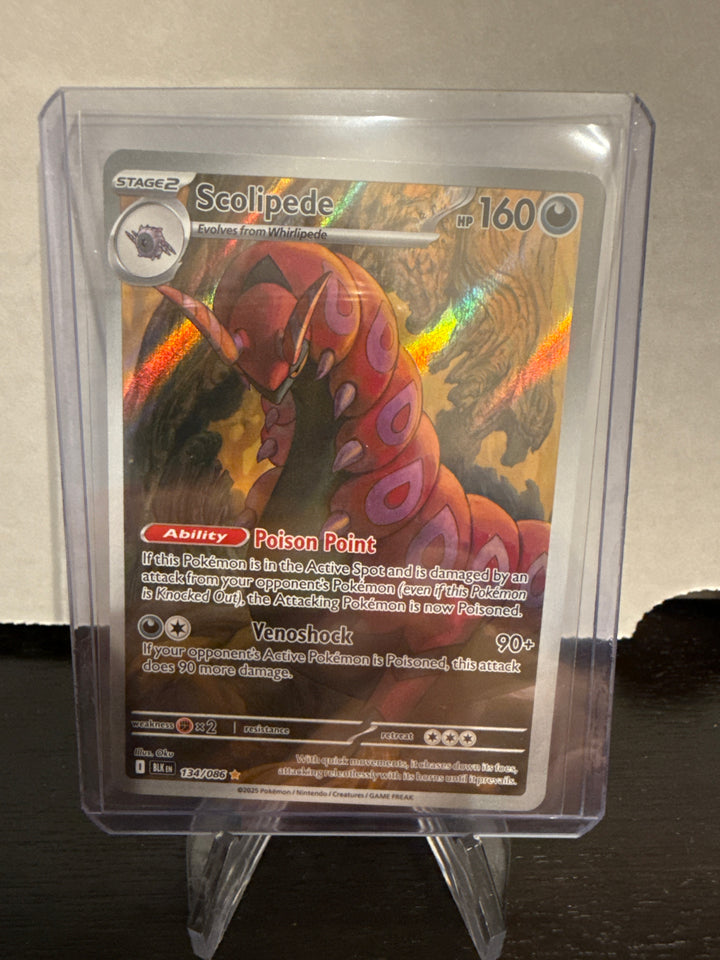 Pokemon TCG 2025 Scolipede Black Bolt Full Art Illustration Rare, 134/086
