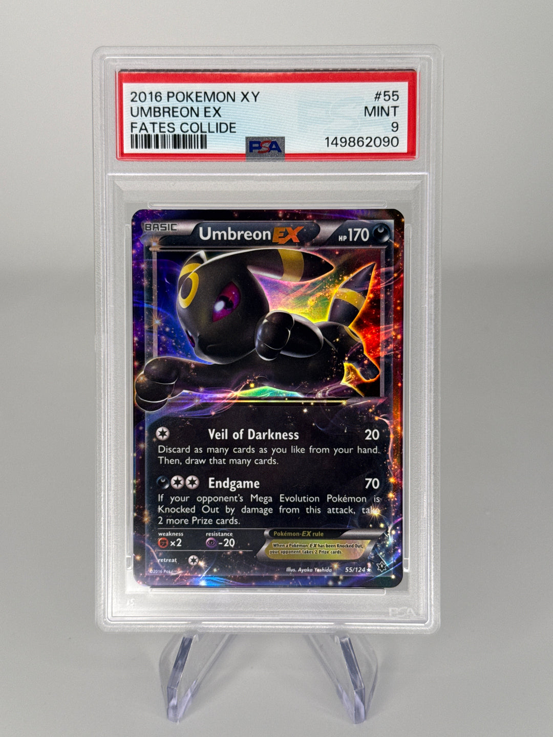 Pokemon TCG 2016 Umbreon EX Fates Collide Ultra Rare Holo, 55/124, PSA 9 Mint