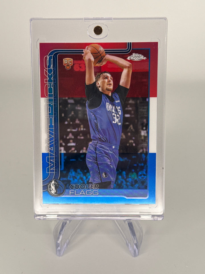 Cooper Flagg 2025 Topps Chrome Red/White/Blue Refractor Rookie