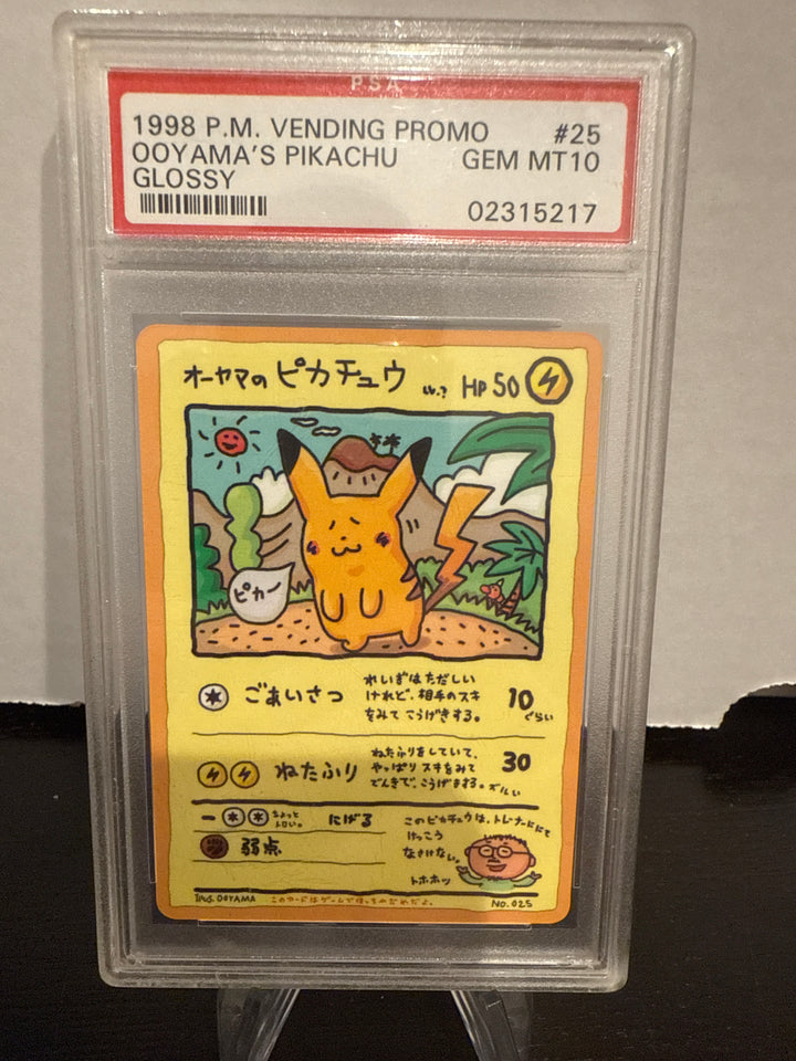 Pokemon TCG 1998 Ooyama's Pikachu Glossy Japanese Vending Series, 025, PSA 10 Gem Mint