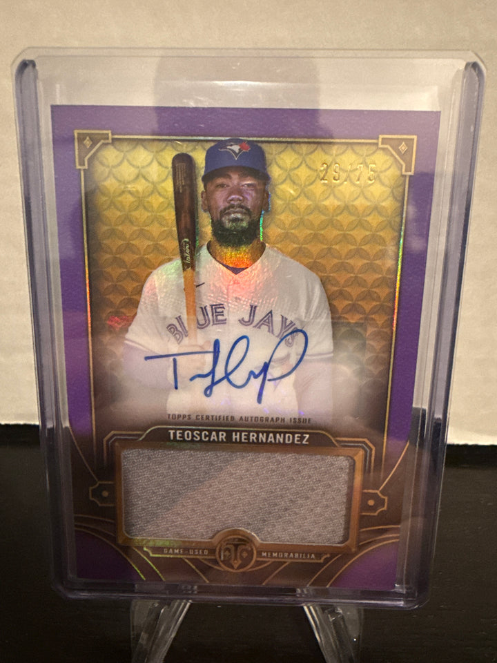 Teoscar Hernandez 2022 Topps Triple Threads Jumbo Relic Auto Purple, 29/75