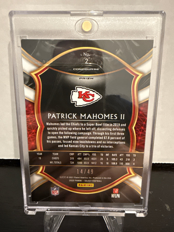 Patrick Mahomes 2020 Panini Select Orange Prizm, 14/49