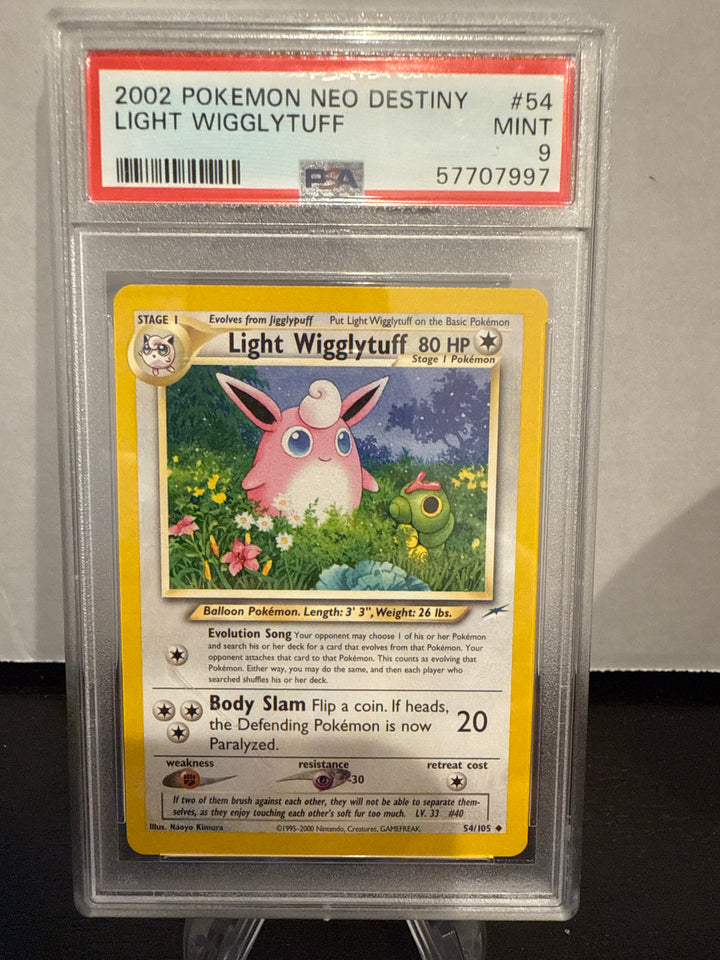 Pokemon TCG 2002 Light Wigglytuff Neo Destiny, 54/105, PSA 9 Mint