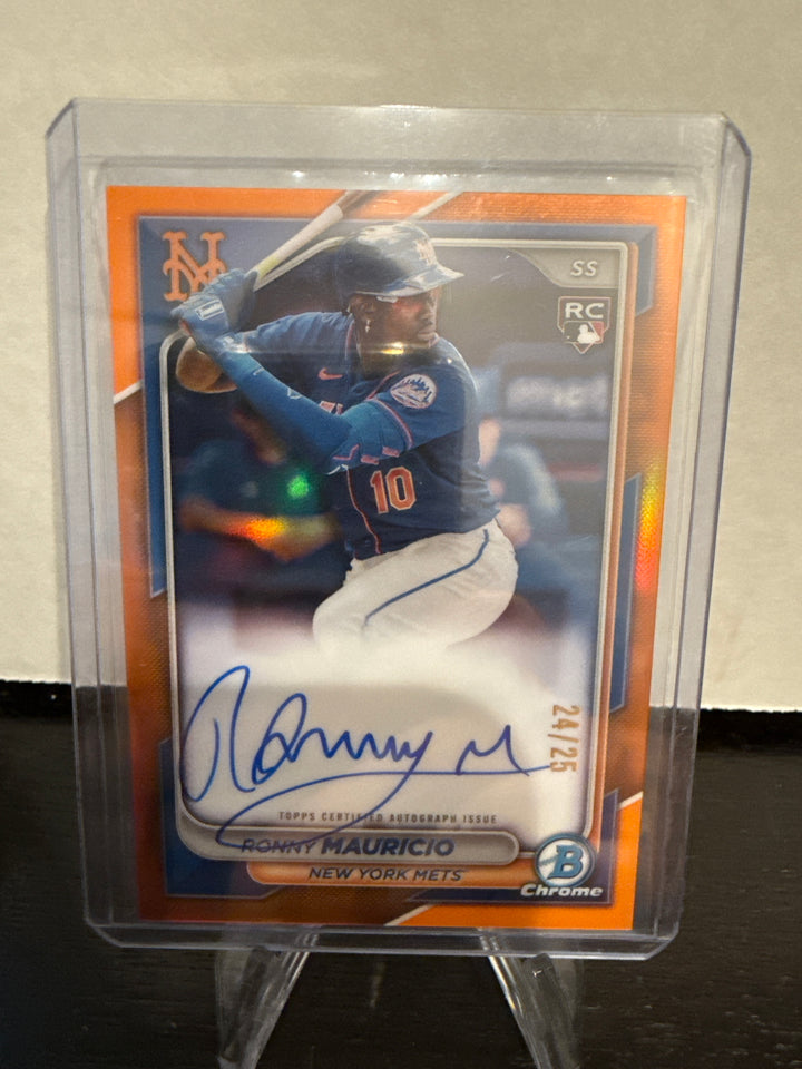Ronny Mauricio 2024 Topps Chrome Rookie Auto Orange Refractor, 24/25