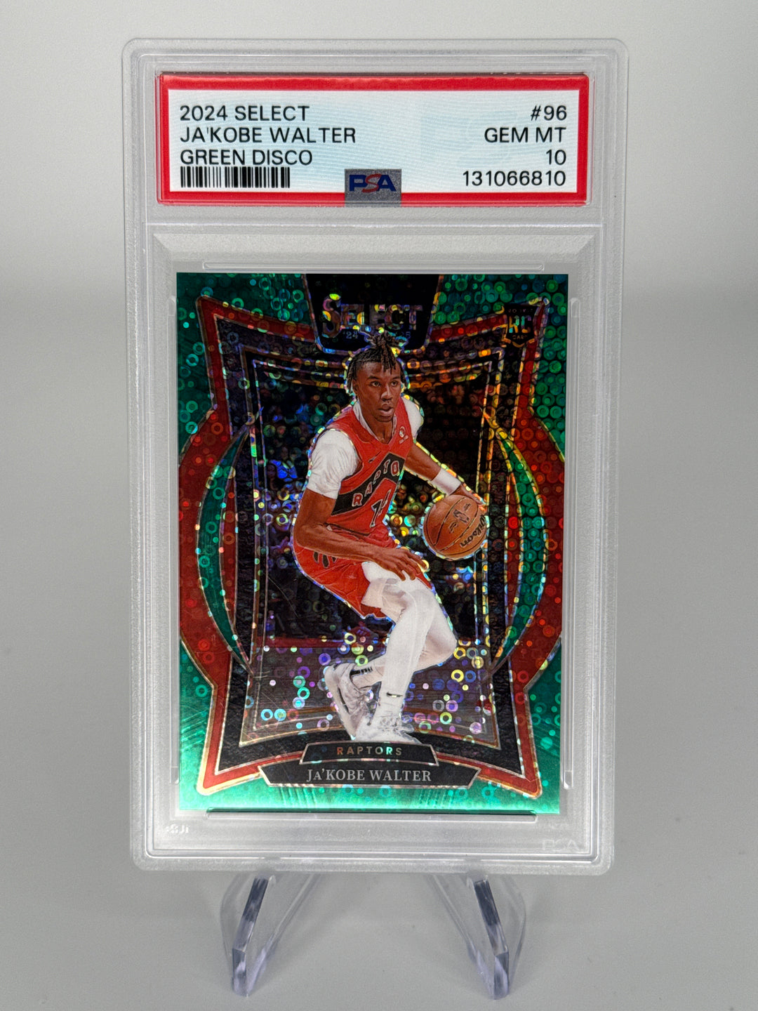 Ja'Kobe Walter 2024 Panini Select Green Disco Rookie, 2/5, PSA 10 Gem Mint