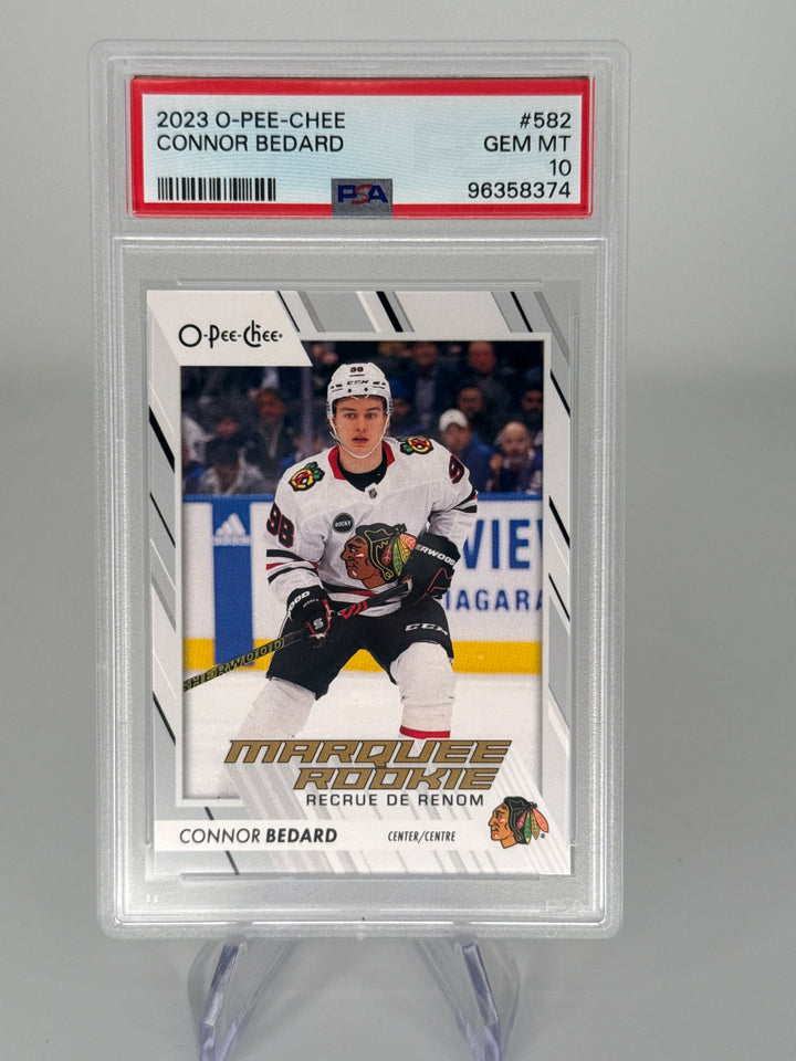 Connor Bedard 2023 Upper Deck O-Pee-Chee Marquee Rookie, PSA 10 Gem Mint