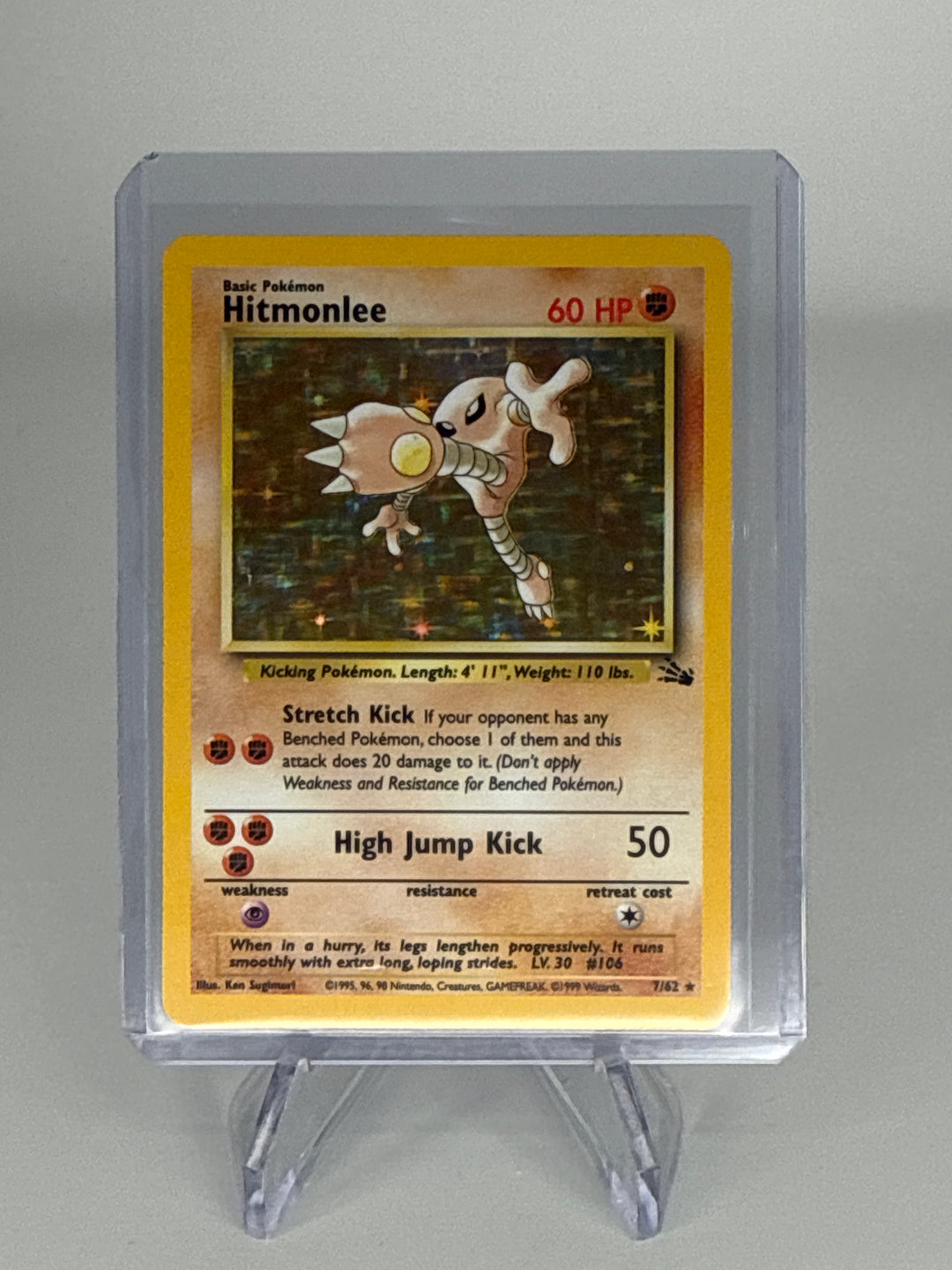 Pokemon TCG 1999 Hitmonlee Fossil Holo, 7/62