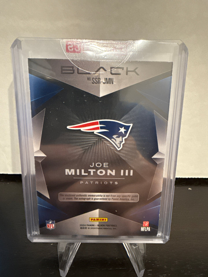 Joe Milton 2024 Panini Black Rookie Patch Auto, 01/50