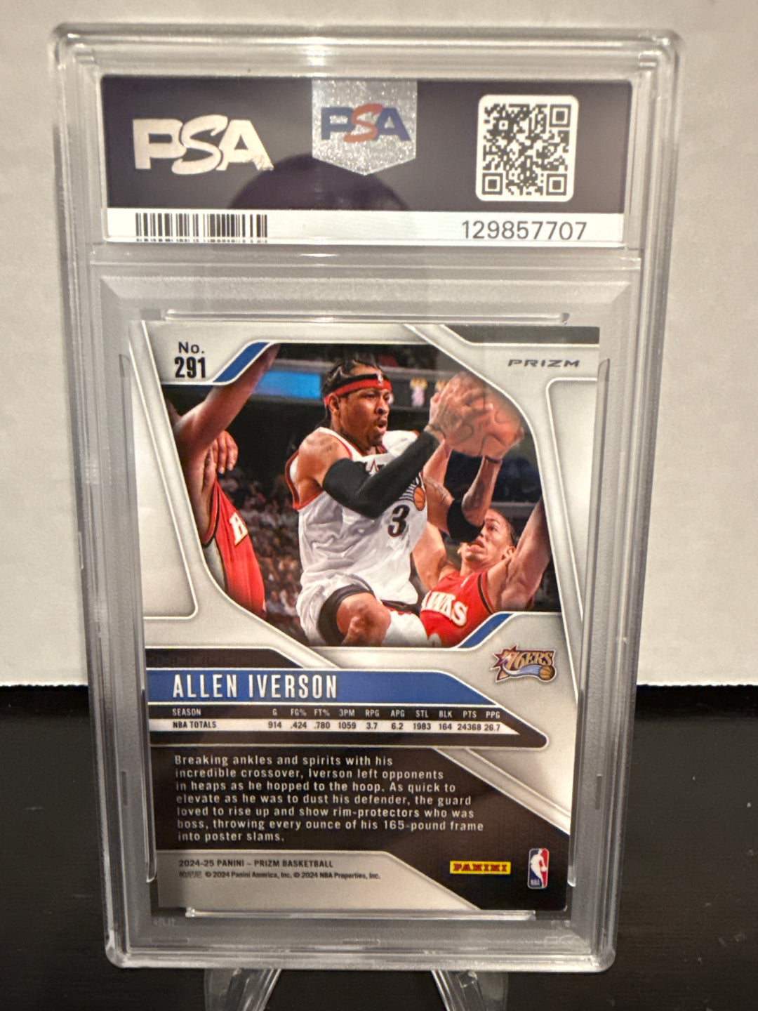Allen Iverson 2024-2025 Panini Prizm Legends Glitter SSP, PSA 9 Mint