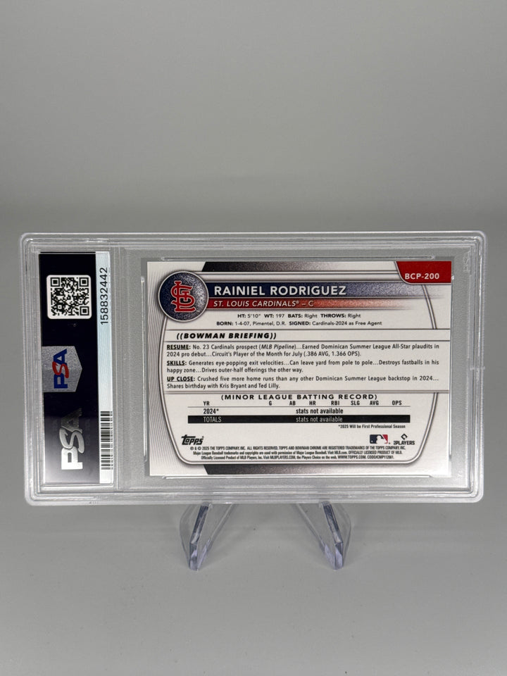 Rainiel Rodriguez 2025 Bowman Chrome Mini Diamond Refractor 1st, PSA 10 Gem Mint