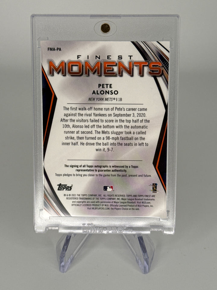 Pete Alonso 2021 Topps Finest Moments Orange Refractor Auto, 18/25