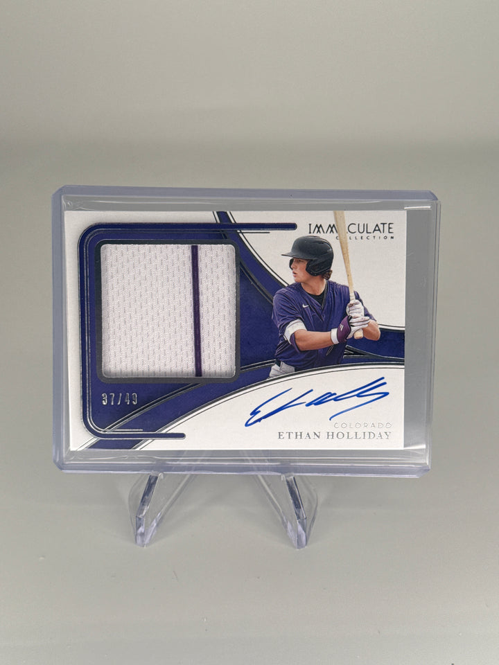 Ethan Holliday 2026 Panini Immaculate Premium Relic Auto, 37/49
