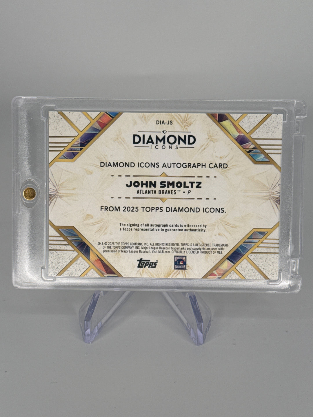 John Smoltz 2025 Topps Diamond Icons Diamond Auto, 20/25