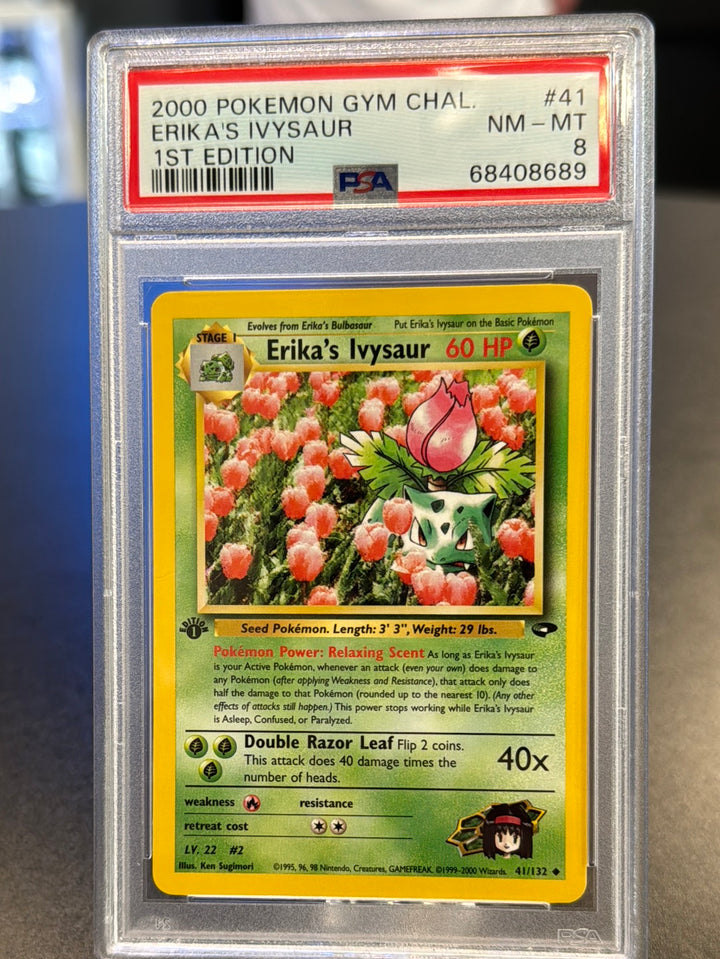 Pokemon TCG 2000 Erika's Ivysaur 1st Edition, 41/132, PSA 8