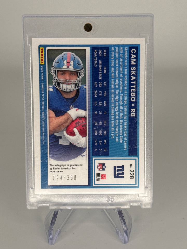 Cam Skattebo 2025 Panini Donruss Optic Rated Rookie Auto, 074/350
