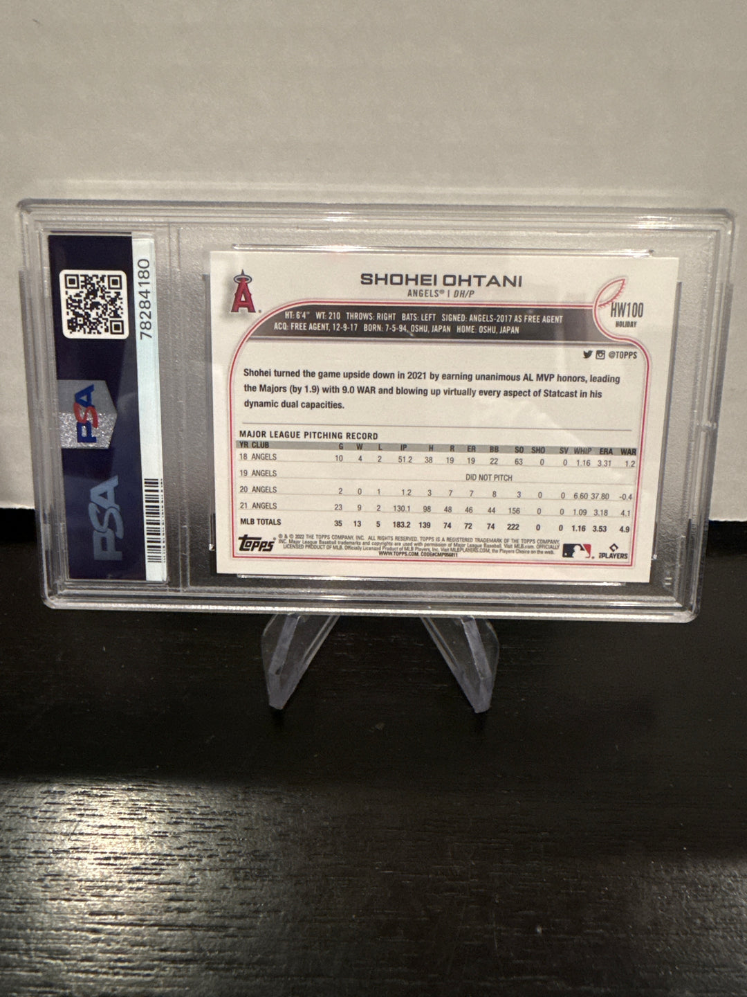 Shohei Ohtani 2022 Topps Holiday, PSA 10 Gem Mint